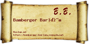 Bamberger Barlám névjegykártya